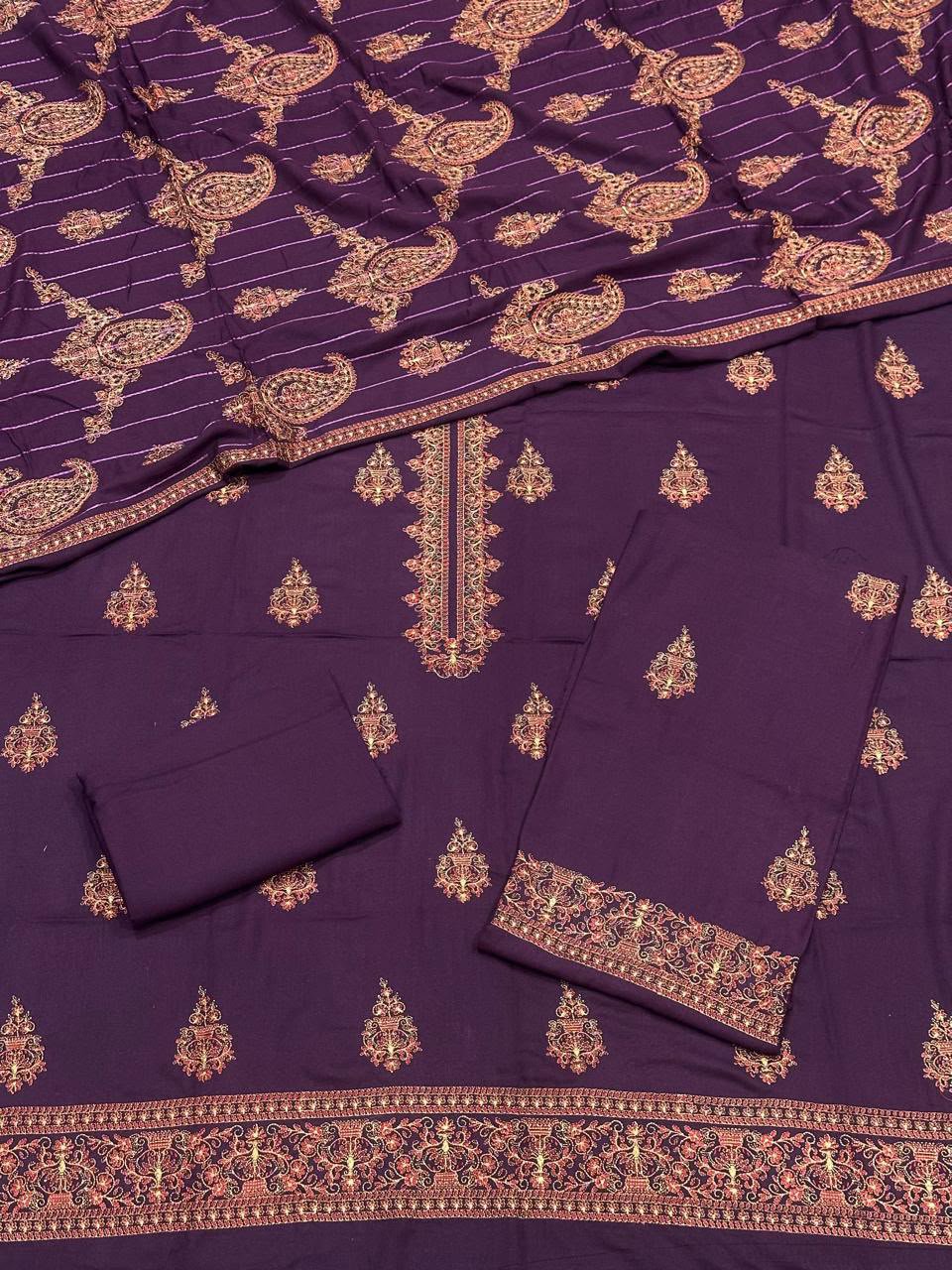 winter karandi 3piece shwall suit