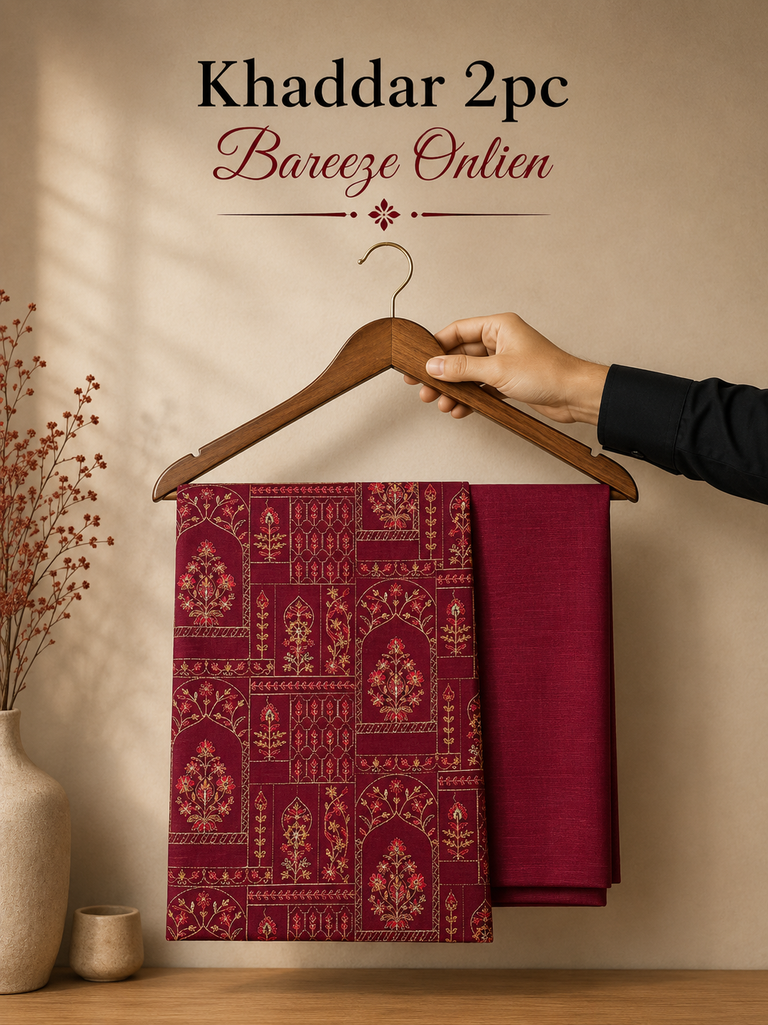 Bareeze khaddar 2piece suit